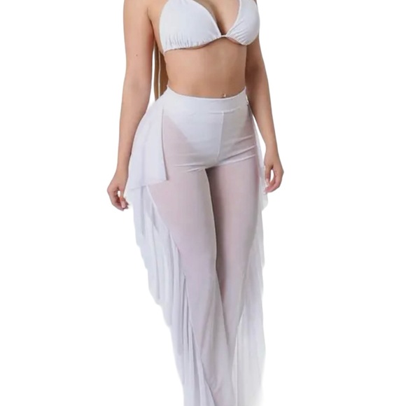 Mesh Bralette and Ruffle Pant Set - Picture 2 of 7